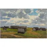 Brest, 1933 - 2015 / L'arrivo della sera / Firmato V Korolchuk in basso a destra by Victor Andrievich Korolchuk, oil on cardboard, offered Apr 2023