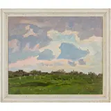 Zemlyanye Khutor, 1923 - 1985 / Paesaggio di Sednev / Firmato A Shirokov in basso a destra by Alexey Alexandrovich Shirokov, oil on canvas, offered Apr 2023