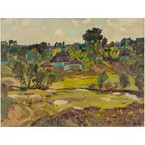 Odessa, 1925 - Kyiv, 1984 / Villaggio con case / Firmato V Odainik in basso a destra by Vadim Ivanovich Odainik, oil on canvas, offered Apr 2023