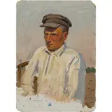 Olexandr Grigorovich Maksimenko, Vilkhovatka, 1916 - Kyiv, 2011 / Ritratto di agricoltore, 1951 / Firmato O Maksimenko e datato 51 in basso a sinistra