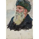 Odessa, 1912 - 2011 / Ritratto di vecchio / Firmato G Minsky in basso a destra by Grigory Semyonovich Minskiy, oil on cardboard, offered Apr 2023