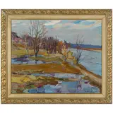 Kiev, 1902 - 1966 / Paesaggio fluviale, 1965 / Firmato I Shtilman e datato 65 in basso a destra by Ilya Nisonovich Shtilman, oil on canvas, offered Apr 2023
