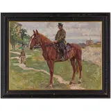 Karp Demjanovich Trokhimenko, Sushany, 1885 - Kiev, 1979 / Cavaliere a cavallo, 1954 / Firmato K Trokhimenko e datato 1954 in basso a sinistra, oil on cardboard