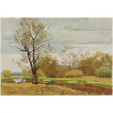 Lugansk, 1910 - 1988 / Autunno a Koncha, 1979 / Firmato S A Grigoriev e datato 79 in basso a sinistra by Sergiy Oleksiyovych Grygoriev, oil on canvas, offered Apr 2023