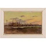 Oleksandr Mykhailovich Lopukhov, Gorodnya 1925 - Kiev, 2009 / Veduta portuale, 1960 / Firmato A Lopukhov e datato 60 in basso a sinistra
