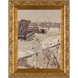 1923 - 1993 / Paesaggio invernale / Firmato Konstantinopolskiy M e datato 1986? in basso a destra by Adolf Markovich Konstantinopolskiy, oil on cardboard, offered Apr 2023