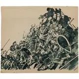 Kremenchug, 1908 - Kiev, 1979 / Studio per il racconto Zakhar Berkut di Ivan Franko by Valentin Gavrilovich Litvinenko, watercolour and matita on paper, offered Apr 2023