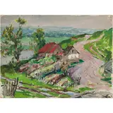 Vesele, 1904 - Kiev, 1997 / Case di campagna a Tarusa by Mykhaylo Gordyevich Deregus, oil on cardboard, offered Apr 2023