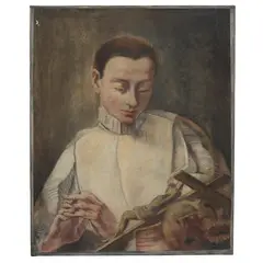 San Giovanni Nepomuceno by Egidio Dall'Oglio, pastel on paper applicata on canvas, offered May 2023