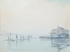 Gerald Taber, View of Island Service Wharf, Oil on Artist’s Board