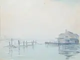 Gerald Taber, View of Island Service Wharf, Oil on Artist’s Board