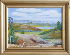 Nantucket Town from Shimmo by Burnham W. Dell, Oil on Artist Board, offered Jul 2020