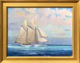 William W. Lowe, Old Timer Departing Nantucket Harbor, Oil on Canvas
