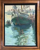 Ruth Haviland Sutton, Green Hulled Fishing Boat Docked in Nantucket