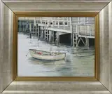 Roy Bailey, View of a Dory at North Wharf, Oil on Canvas