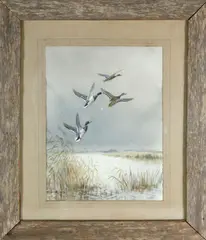 Roland Green, Mallards In Flight, Watercolor on Paper