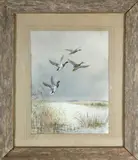 Roland Green, Mallards In Flight, Watercolor on Paper