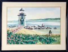 Brant Point Light by Richard K. Kaiser, Watercolor on Paper, offered Aug 2020