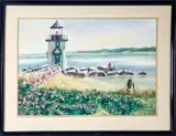 Brant Point Light by Richard K. Kaiser, Watercolor on Paper, offered Aug 2020