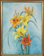 Sheaf of Lilies by Elizabeth Saltonstall, Oil on Canvas, offered Aug 2020