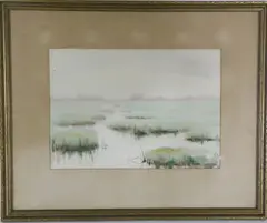 Salt Marsh by Doris and Richard Beer, Watercolor, offered Aug 2020