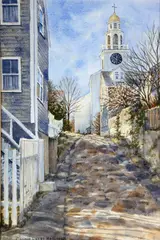 Stone Alley-Nantucket by Connie Lucas Halliwell, Watercolor on Paper, offered Aug 2020