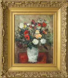 Spring Bouquet in a White Vase by Jean Kaufelt, Oil on Artist Board, offered Oct 2019