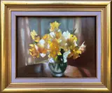 Paul Longnecker, Daffodil Still Life, Oil on Board