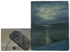 Pasquale, A PAIR OF PAINTINGS OF A SEASCAPE AND AN ABSTRACT (BOX TRAP) Hold for Possible RTC, oil on board