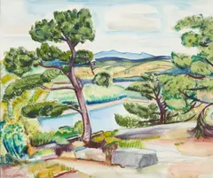 Carl Gordon Cutler, Walker Pond; Looking East Toward Caterpillar, watercolor