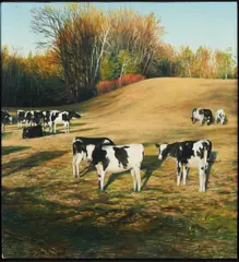Scott Prior, Cows at Sunset, 1983, oil on panel