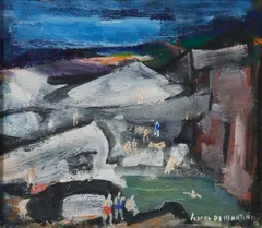 Joseph De Martini, The Swimming Hole, oil on board
