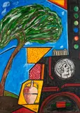Italo Scanga, Untitled, charcoal and acrylic on paper