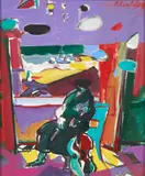 Moshe Rosenthalis, Woman by Window, oil on canvas