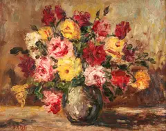 Qi Sha, Floral Still Life, oil on canvas