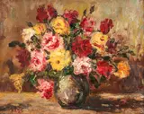 Qi Sha, Floral Still Life, oil on canvas
