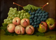 Charles Storer, Still Life with Apples, Grapes, and Peaches, oil on canvas