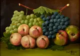 Charles Storer, Still Life with Apples, Grapes, and Peaches, oil on canvas