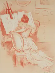 Paul César Helleu, Edmond Sagot, c. 1900, First Edition Poster before the letters. Lithograph on paper; signed within the plate; framed
