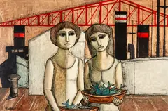 Lucio Ranucci, A Man and Woman with a Bowl of Fish, oil on canvas