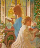 Enzo Russo, Letters and Books, oil on Masonite