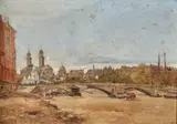 Pont de l'Alma, Paris by French School, oil on panel, sold Feb 2025