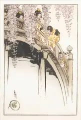 Helen Hyde, Moon Bridge at Kameido, 1914, color woodcut on paper