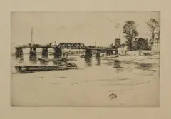 Chelsea (Glasgow 181, ii/v) by James Abbott McNeill Whistler, 1878-79, Etching and drypoint on paper; monogrammed within the plate; second state of five, sold Feb 2025