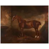 British School, A Bay Horse in the Stable, oil on canvas