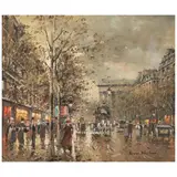 Antoine Blanchard, Boulevard de la Madeleine, circa 1980, oil on canvas