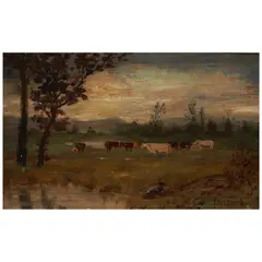 Louis Michel Eilshemius, Cows in Pasture, oil on board
