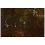 Filippo Palizzi, A Wooded Landscape with a Figure and Goats, oil on board