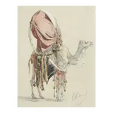 Gustave Achille Guillaumet, Saddled Camel with Full Trappings, ca. 1865-70, watercolor and pencil on paper