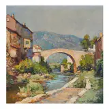 Édouard Cortès, Pont sur le Dourbie (Aveyron), ca. 1920-30, oil and tempera on panel